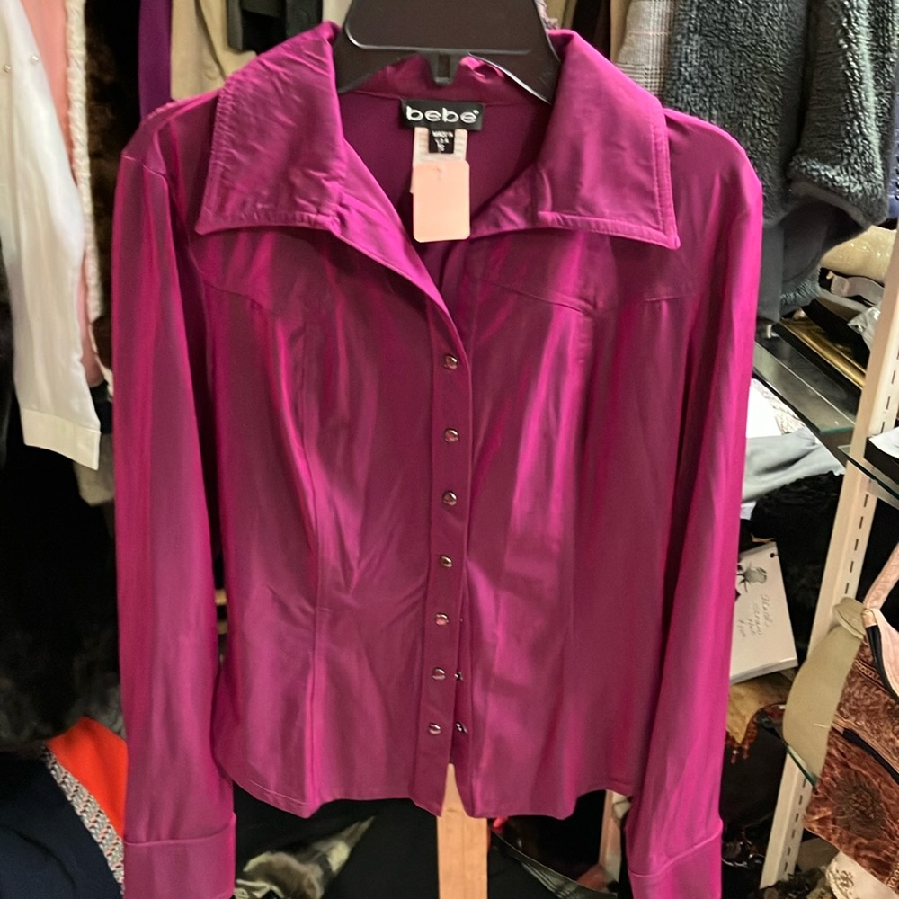 Bebe Silky Button Up Blouse